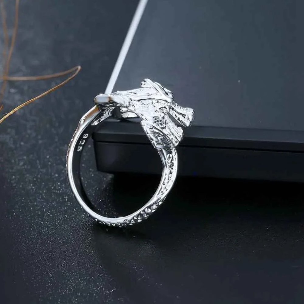 ❤️ NEW 💎 925 Sterling Silver Ring Adjustable Dragon Retro Gift - Picture 4 of 6